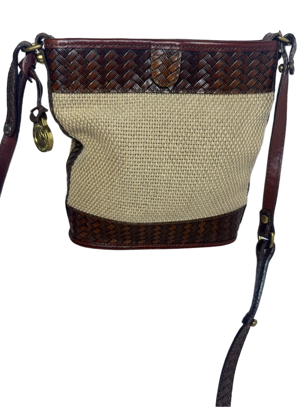 #429 Brahmin Vintage Harbor Collection Small Woven Leather Crossbody Bag
